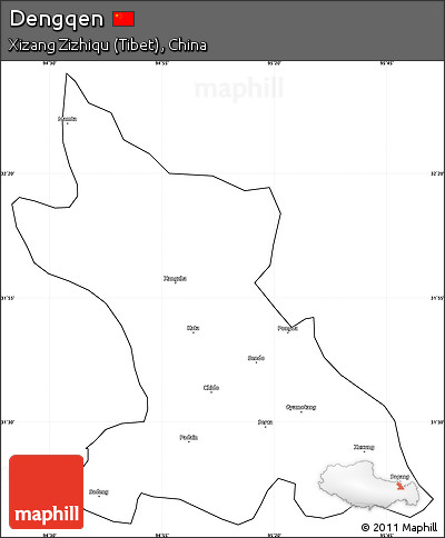 Blank Simple Map of Dengqen, cropped outside