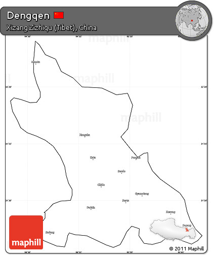 Blank Simple Map of Dengqen, cropped outside