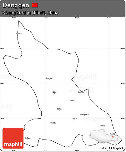 Blank Simple Map of Dengqen, cropped outside