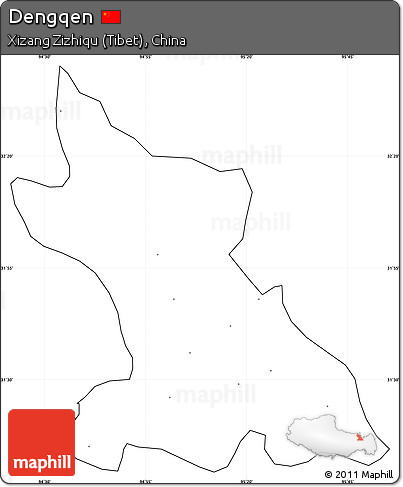 Blank Simple Map of Dengqen, cropped outside, no labels