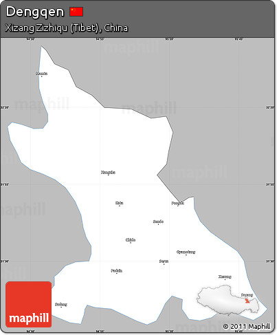 Gray Simple Map of Dengqen, single color outside