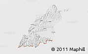 Physical 3D Map of Dinggye, cropped outside