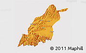 Political 3D Map of Dinggye, cropped outside