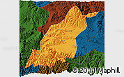 Political 3D Map of Dinggye, darken