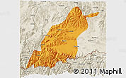Political 3D Map of Dinggye, shaded relief outside