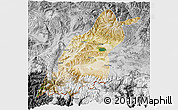 Satellite 3D Map of Dinggye, desaturated
