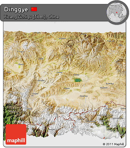 Satellite 3D Map of Dinggye