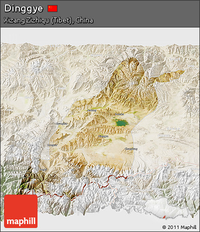 Satellite 3D Map of Dinggye, lighten