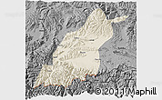 Shaded Relief 3D Map of Dinggye, darken, desaturated