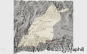 Shaded Relief 3D Map of Dinggye, darken, semi-desaturated