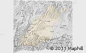 Shaded Relief 3D Map of Dinggye, desaturated