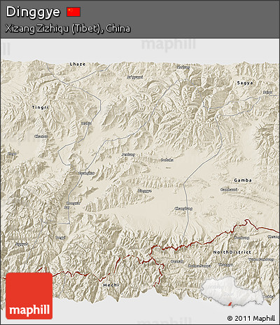 Shaded Relief 3D Map of Dinggye
