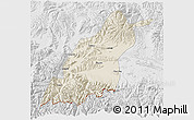Shaded Relief 3D Map of Dinggye, lighten, desaturated