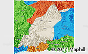 Shaded Relief 3D Map of Dinggye, political outside