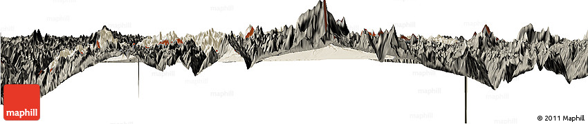 Shaded Relief Horizon Map of Dinggye, darken