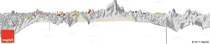 Shaded Relief Horizon Map of Dinggye, desaturated