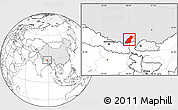 Blank Location Map of Dinggye, highlighted country