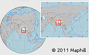 Gray Location Map of Dinggye, highlighted parent region, within the entire country, hill shading