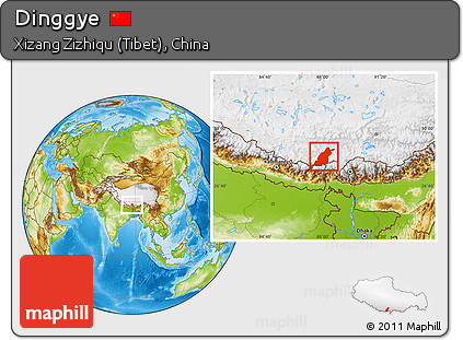 Physical Location Map of Dinggye