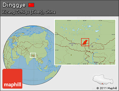 Savanna Style Location Map of Dinggye
