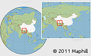 Savanna Style Location Map of Dinggye, highlighted country, within the entire country