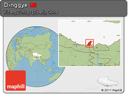 Savanna Style Location Map of Dinggye, highlighted parent region