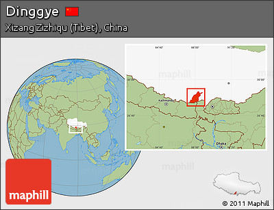 Savanna Style Location Map of Dinggye, highlighted parent region