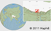 Savanna Style Location Map of Dinggye, highlighted parent region, hill shading