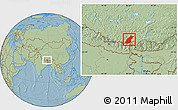 Savanna Style Location Map of Dinggye, hill shading