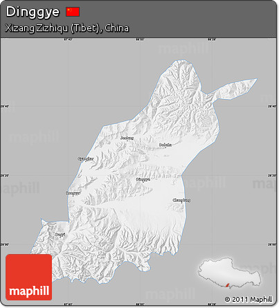 Gray Map of Dinggye, single color outside