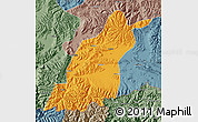 Political Map of Dinggye, semi-desaturated