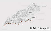 Physical Panoramic Map of Dinggye, cropped outside