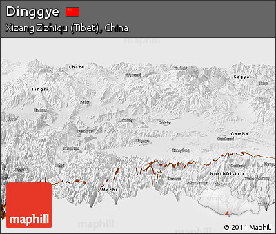 Physical Panoramic Map of Dinggye