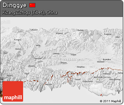 Physical Panoramic Map of Dinggye