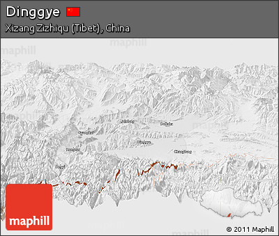 Physical Panoramic Map of Dinggye, lighten