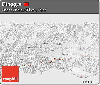 Physical Panoramic Map of Dinggye, lighten