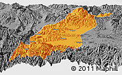 Political Panoramic Map of Dinggye, desaturated