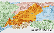 Political Panoramic Map of Dinggye, lighten