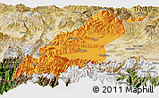Political Panoramic Map of Dinggye, satellite outside