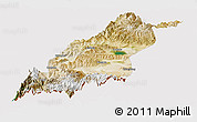 Satellite Panoramic Map of Dinggye, cropped outside
