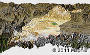 Satellite Panoramic Map of Dinggye, darken
