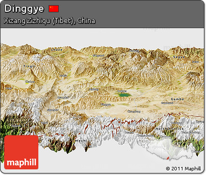 Satellite Panoramic Map of Dinggye