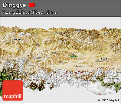 Satellite Panoramic Map of Dinggye