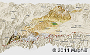 Satellite Panoramic Map of Dinggye, shaded relief outside