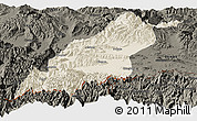 Shaded Relief Panoramic Map of Dinggye, darken