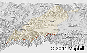 Shaded Relief Panoramic Map of Dinggye, desaturated