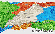 Shaded Relief Panoramic Map of Dinggye, political outside
