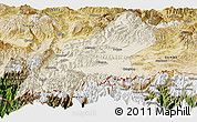 Shaded Relief Panoramic Map of Dinggye, satellite outside
