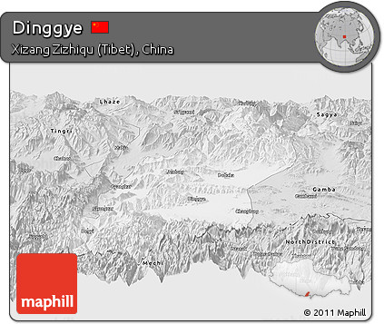 Silver Style Panoramic Map of Dinggye