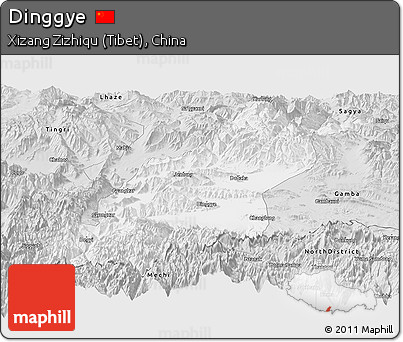 Silver Style Panoramic Map of Dinggye